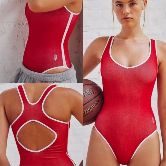 FP Movement by Free People Tops - Free People Movement Powerplay Bodysuit NWOT Size XL Red/White Combo RT $68